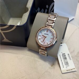 Fossil Two-Tone Rose Gold and Silver Crystal Accent Women's Watch
